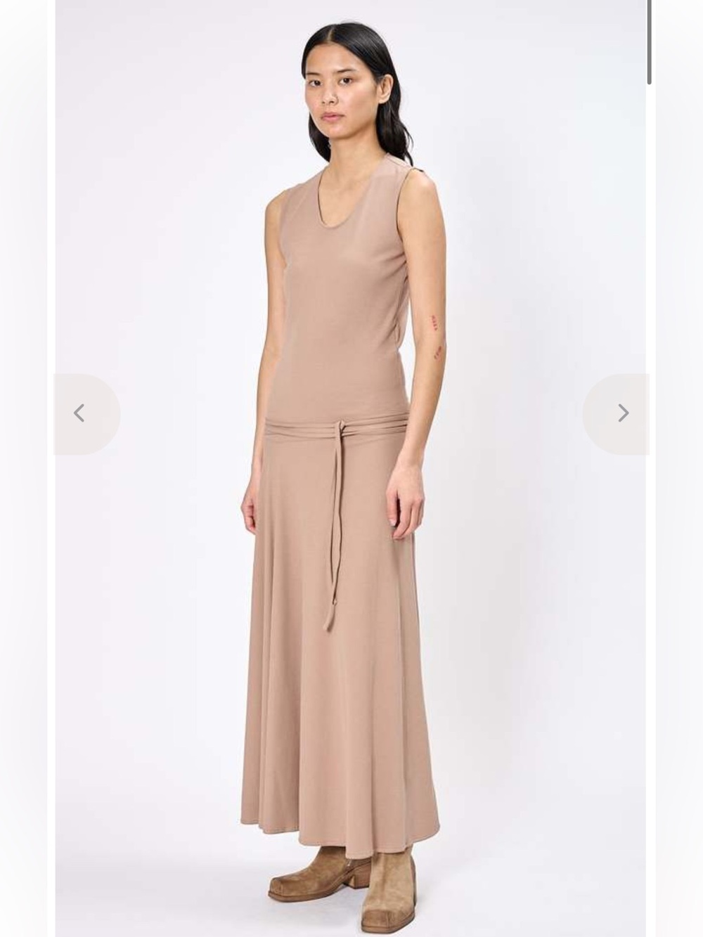 NWT Lemaire Belted Crepe Sleeveless Maxi Dress Size S